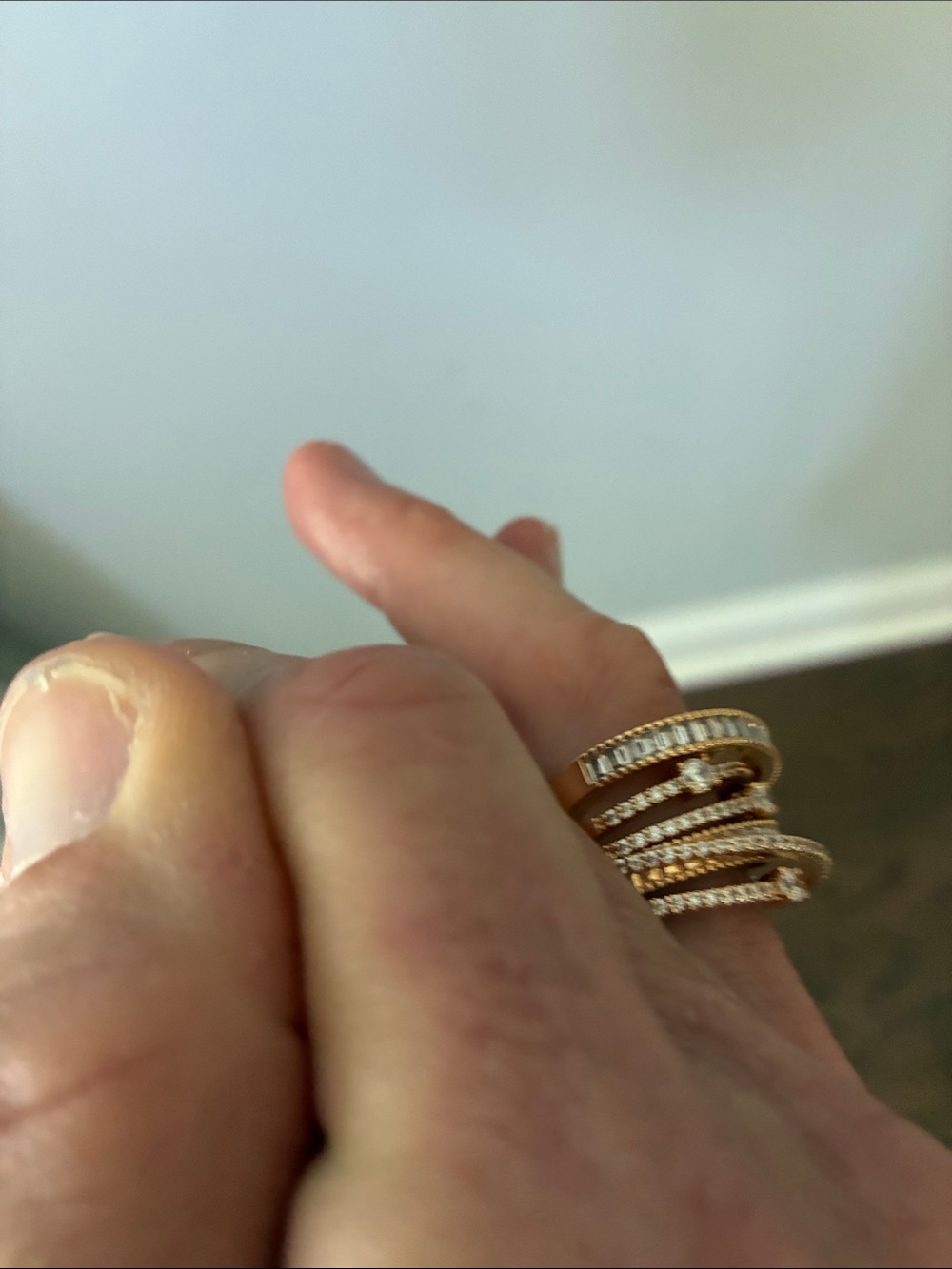 Park Lane ‘Monte Carlo’ Gold-Tone Stacked Crystal Band Ring - Picture 3 of 6